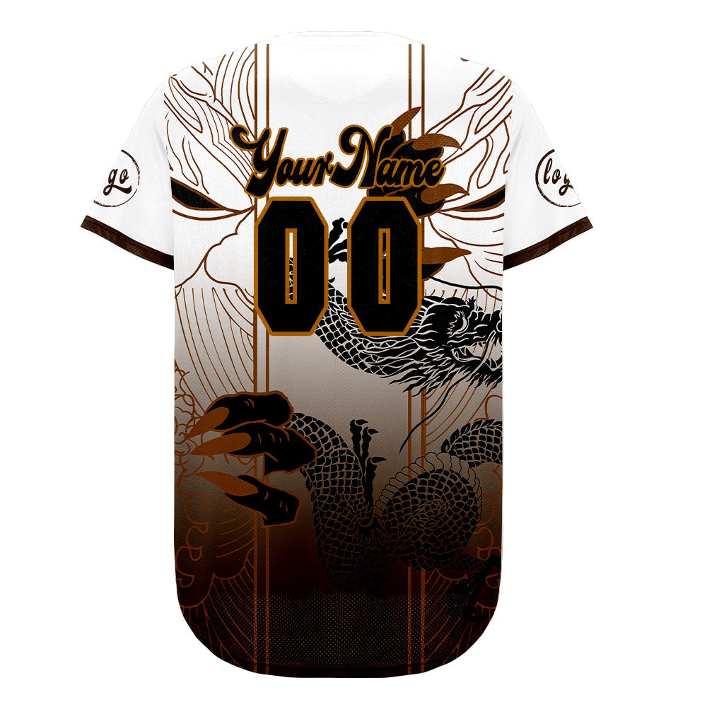 Camiseta de béisbol personalizada marrón y blanca con degradado uniformes de equipo con nombre y número