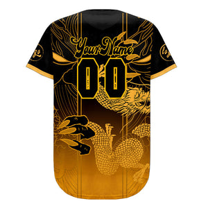 Camiseta de béisbol personalizada negra y amarilla con degradado uniformes de equipo con nombre y número