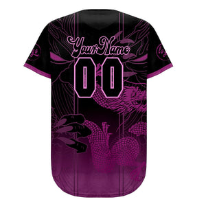 Camiseta de béisbol personalizada morada y negra con degradado uniformes de equipo personalizados con nombre y número