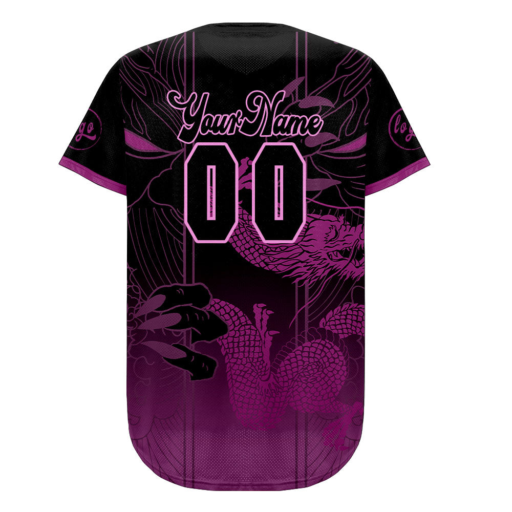 Camiseta de béisbol personalizada morada y negra con degradado uniformes de equipo personalizados con nombre y número