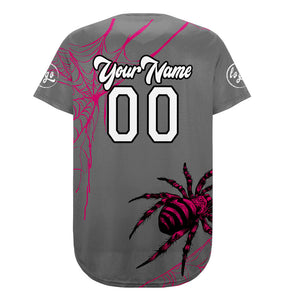 Camiseta de béisbol personalizada gris y rosa con degradado uniformes de equipo con nombre y número