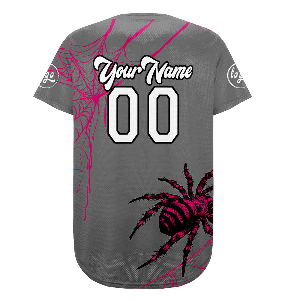 Camiseta de béisbol personalizada gris y rosa con degradado uniformes de equipo con nombre y número