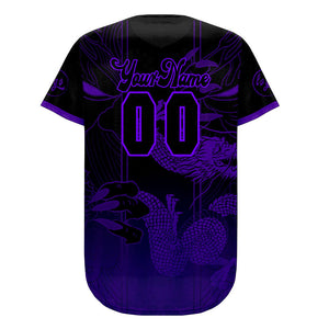 Camiseta de béisbol personalizada negra y morada con degradado uniformes de equipo personalizados con nombre y número