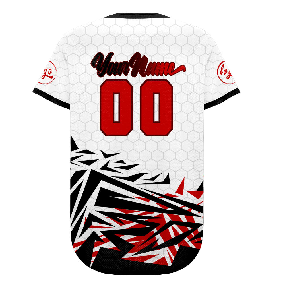 Camiseta de béisbol personalizada negra y roja con degradado uniformes de equipo con nombre y número