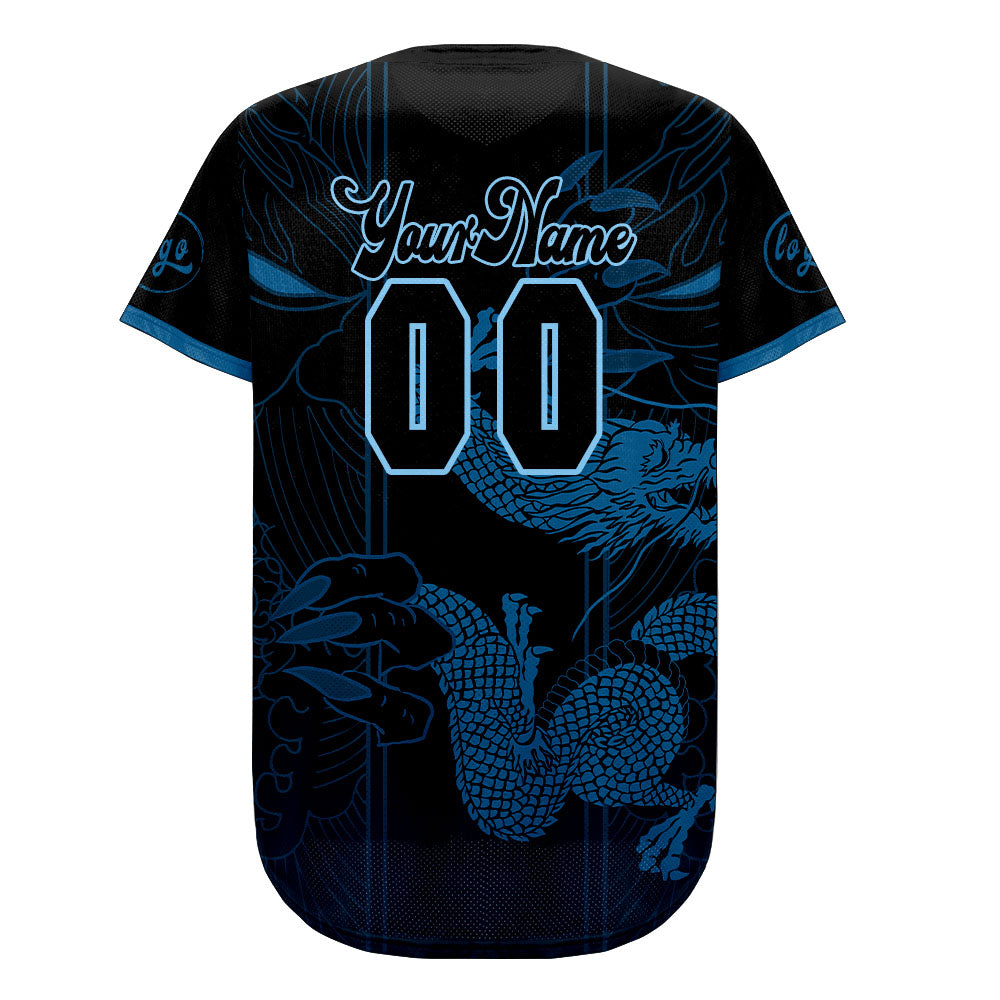 Camiseta de béisbol azul y negra personalizada con dise?o degradado uniformes de equipo con nombre y número