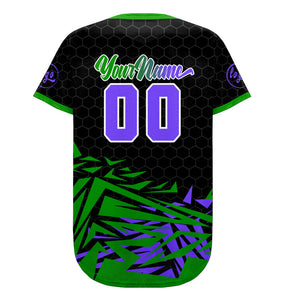 Camiseta de béisbol personalizada negra y verde con degradado uniformes de equipo con nombre y número
