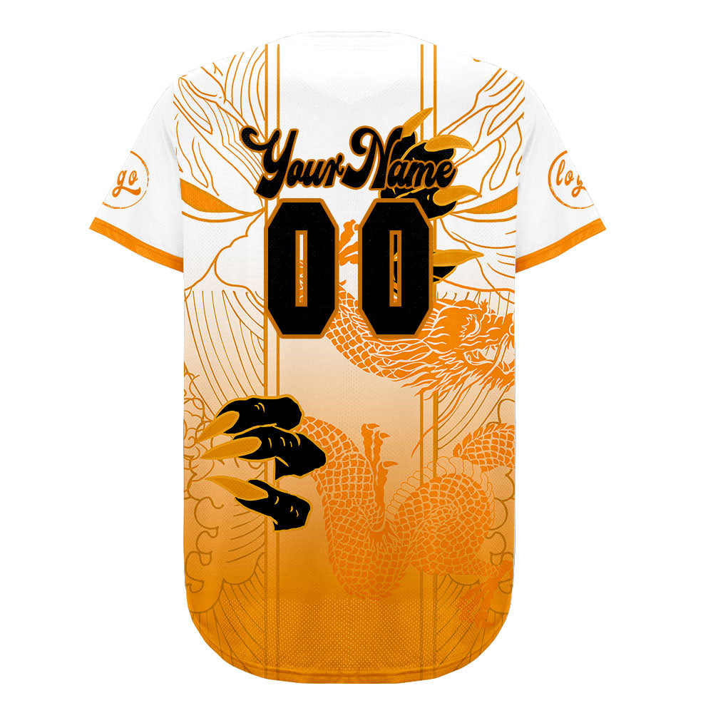Camiseta de béisbol personalizada naranja y blanca con dise?o degradado uniformes de equipo con nombre y número