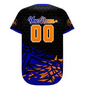 Camiseta de béisbol personalizada negra y azul con degradado uniformes de equipo con nombre y número
