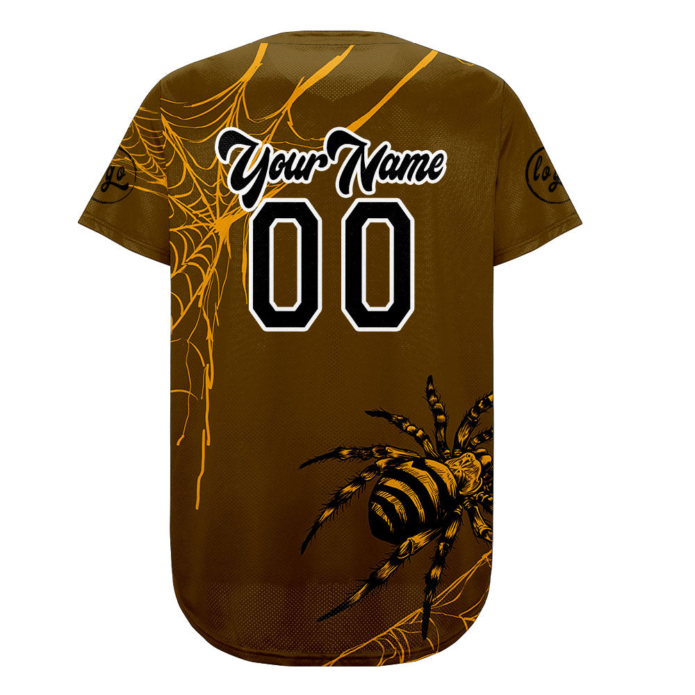 Camiseta de béisbol personalizada marrón y amarilla con degradado uniformes de equipo con nombre y número