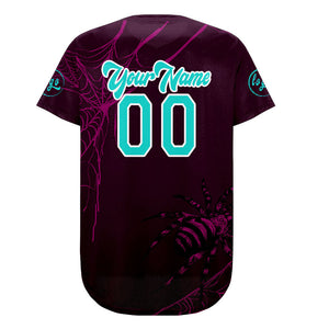 Camiseta de béisbol personalizada en color morado cian con degradado uniformes de equipo personalizados con nombre y número