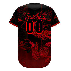 Camiseta de béisbol personalizada roja y negra con dise?o degradado uniformes de equipo con nombre y número