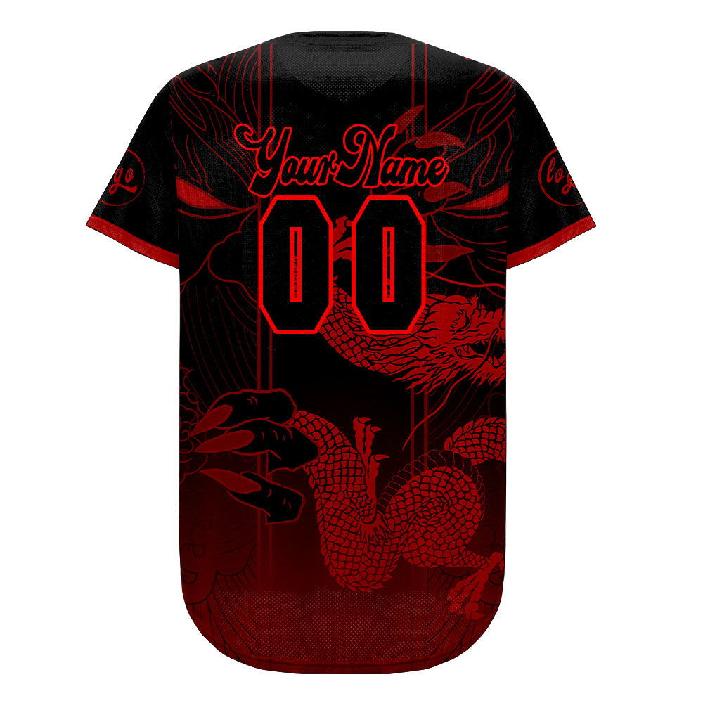 Camiseta de béisbol personalizada roja y negra con dise?o degradado uniformes de equipo con nombre y número