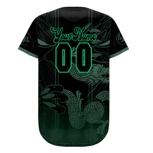 Camiseta de béisbol personalizada verde y negra con degradado uniformes de equipo con nombre y número