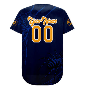 Camiseta de béisbol personalizada azul y naranja con degradado uniformes de equipo con nombre y número