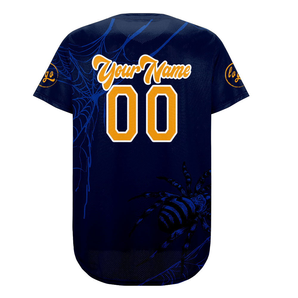 Camiseta de béisbol personalizada azul y naranja con degradado uniformes de equipo con nombre y número