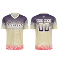 Conjunto personalizado de camiseta de fútbol beige y morado para niños y adultos