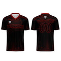 Conjunto personalizado de camiseta de fútbol negra y roja para niños y adultos