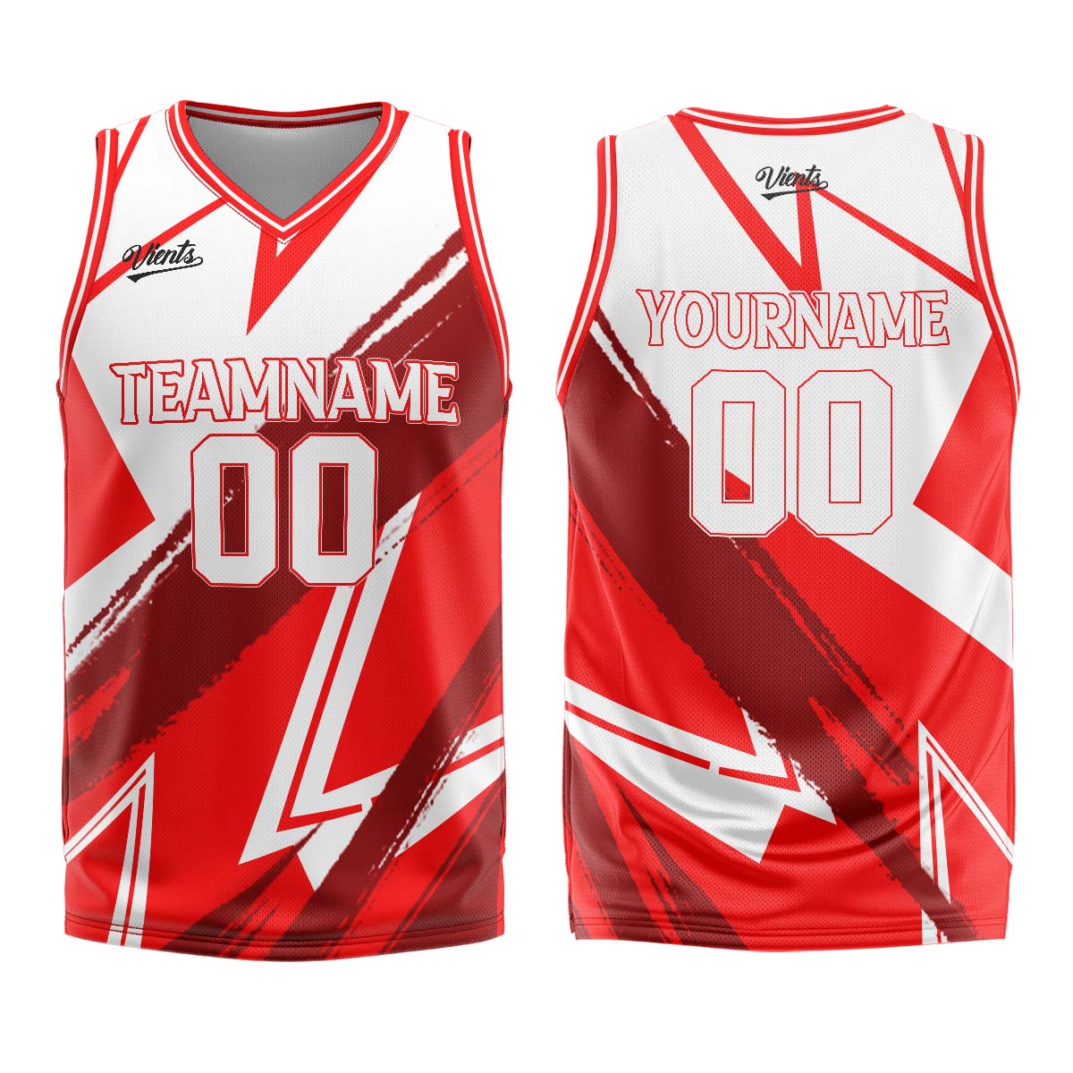Uniforme de baloncesto personalizado rojo y blanco con tu logotipo-nombre y número impresos
