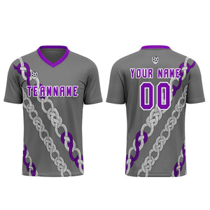 Conjunto personalizado de camiseta de uniforme gris violeta para niños y adultos