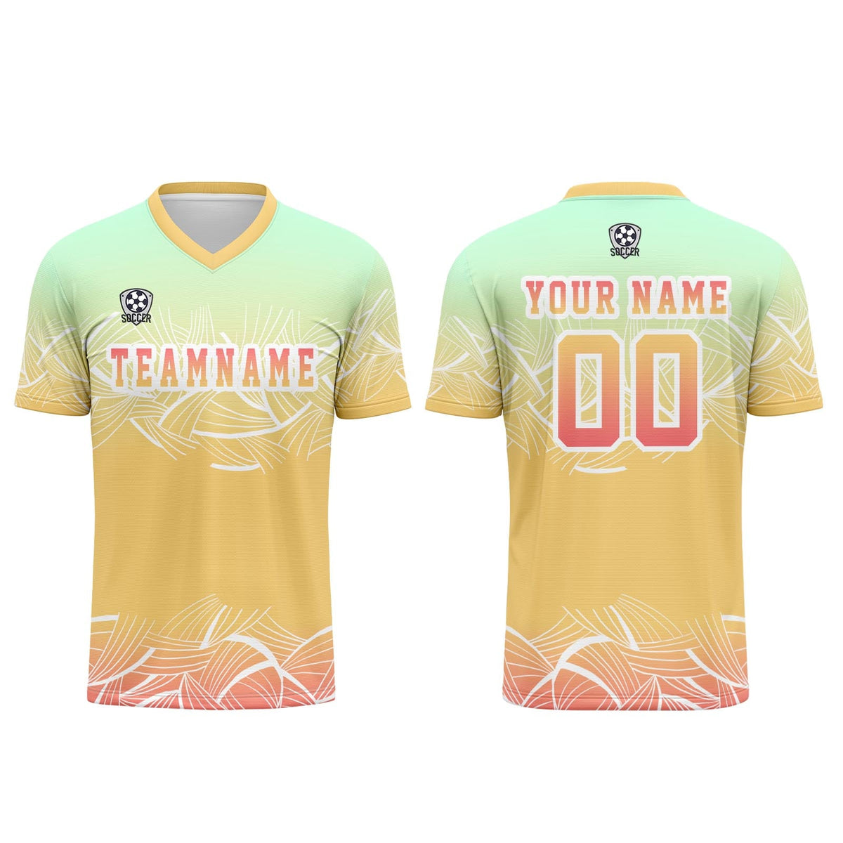 Camiseta de uniforme de fútbol personalizada amarilla y verde menta para niños y adultos Conjunto personalizado de camiseta