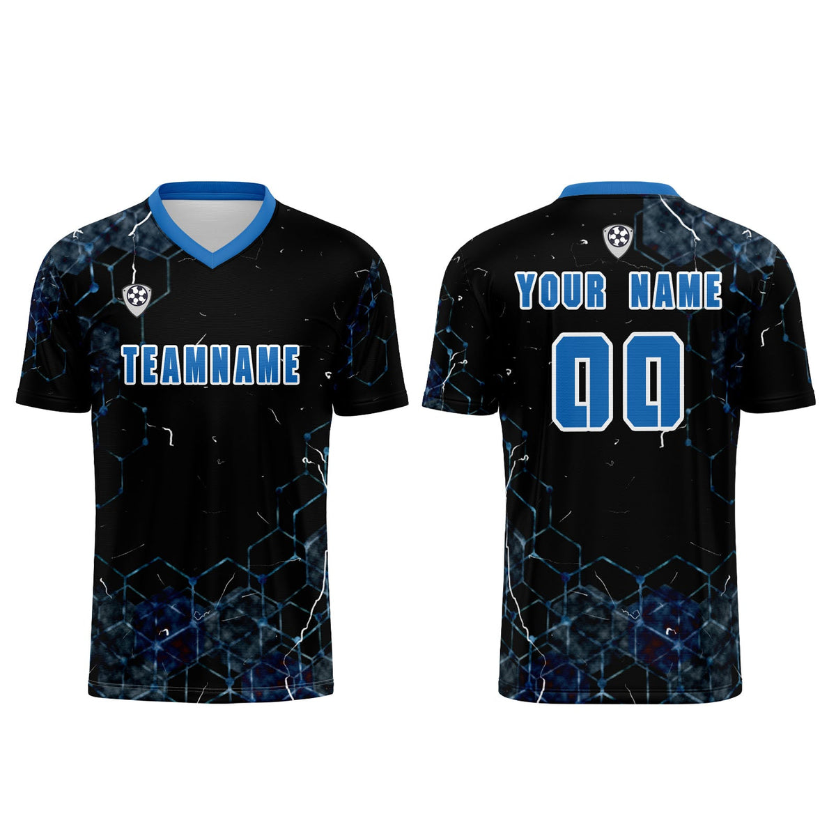 Conjunto personalizado de camiseta azul para niños y adultos