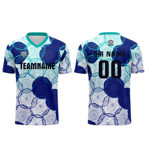 Conjunto personalizado de camiseta de uniforme azul cian para niños y adultos