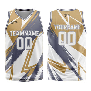 Uniforme de baloncesto personalizado en color marrón grisáceo con tu logotipo-nombre y número impresos
