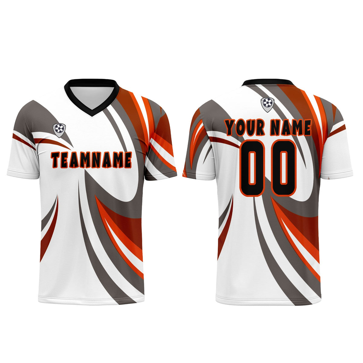 Conjunto personalizado de camiseta de uniforme blanca y marrón para niños y adultos