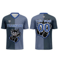 Conjunto personalizado de camiseta de fútbol gris y azul para niños y adultos