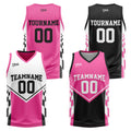 Traje de baloncesto reversible negro y rosa personalizado para adultos y niños