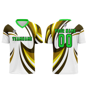 Conjunto personalizado de camiseta de uniforme blanca y amarilla para niños y adultos
