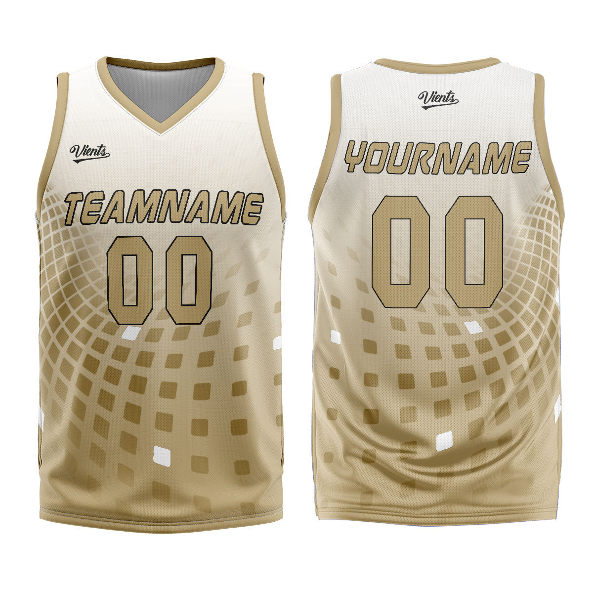 Uniforme de baloncesto personalizado en blanco y marrón con tu logotipo-nombre y número impresos
