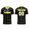 Conjunto personalizado de camiseta de fútbol negra y amarilla para niños y adultos