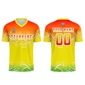 Conjunto personalizado de camiseta de fútbol amarilla y naranja para niños y adultos