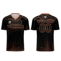 Conjunto personalizado de camiseta de fútbol negra y naranja para niños y adultos