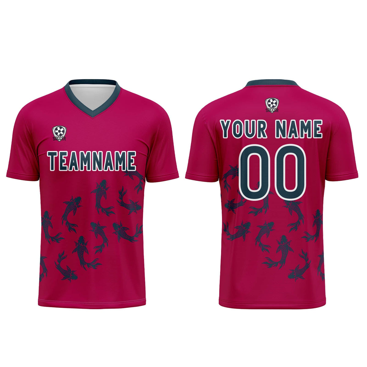 Conjunto personalizado de camiseta de fútbol rosa para niños y adultos