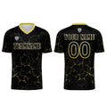 Conjunto personalizado de camiseta de fútbol negra y amarilla para niños y adultos