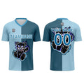 Uniforme de fútbol personalizado azul claro y azul oscuro para niños y adultos Camiseta de fútbol personalizada