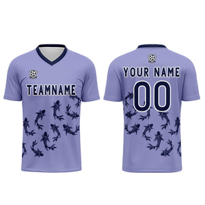 Conjunto personalizado de camiseta de fútbol color morado claro para niños y adultos
