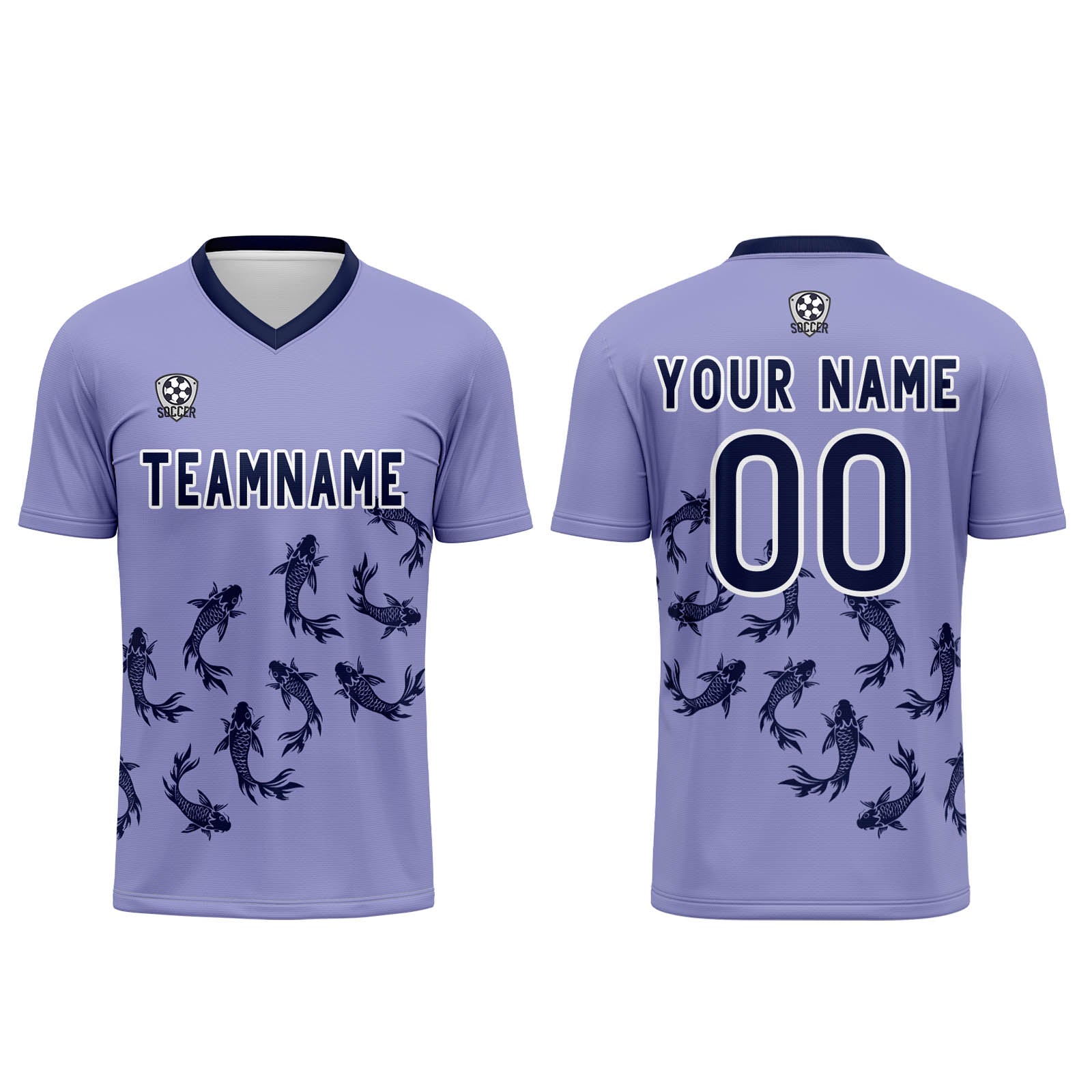 Conjunto personalizado de camiseta de fútbol color morado claro para niños y adultos