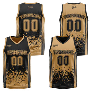Traje de baloncesto reversible marrón y negro personalizado para adultos y niños