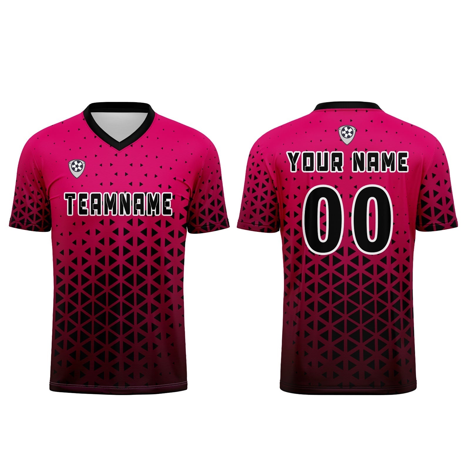 Conjunto personalizado de camiseta de uniforme rosa y negro para niños y adultos