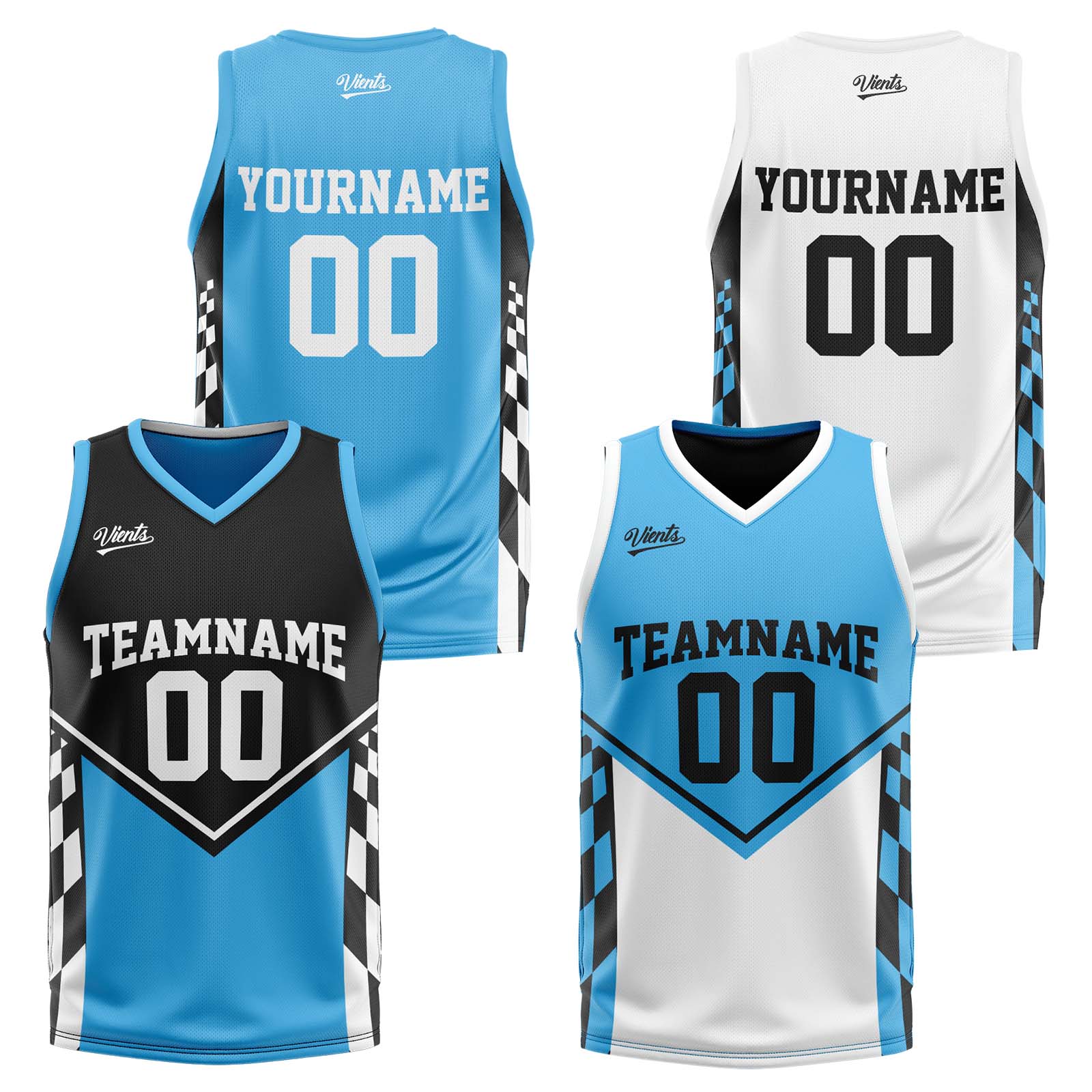 Traje de baloncesto reversible negro y azul personalizado para adultos y niños
