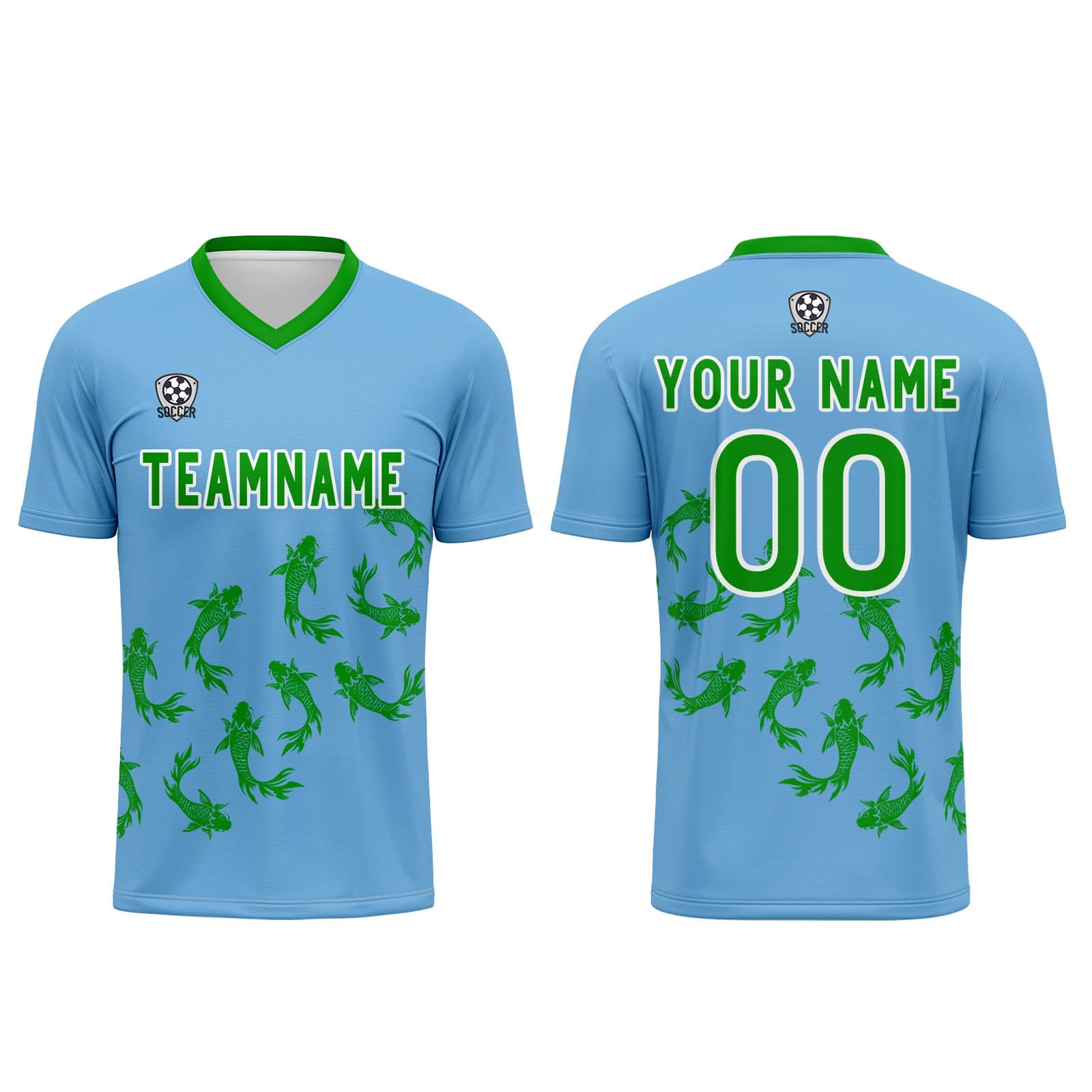 Conjunto personalizado de camiseta de fútbol azul cielo para niños y adultos