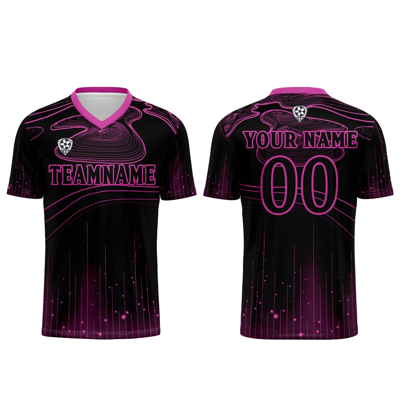 Conjunto personalizado de camiseta de fútbol Black Rose Purple para niños y adultos