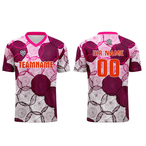 Conjunto personalizado de camiseta de uniforme morado oscuro y rosa para niños y adultos
