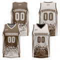 Traje de baloncesto reversible personalizado en marrón grisáceo mate para adultos y niños