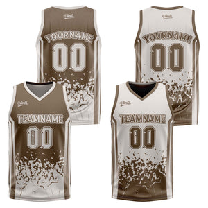 Traje de baloncesto reversible personalizado en marrón grisáceo mate para adultos y niños