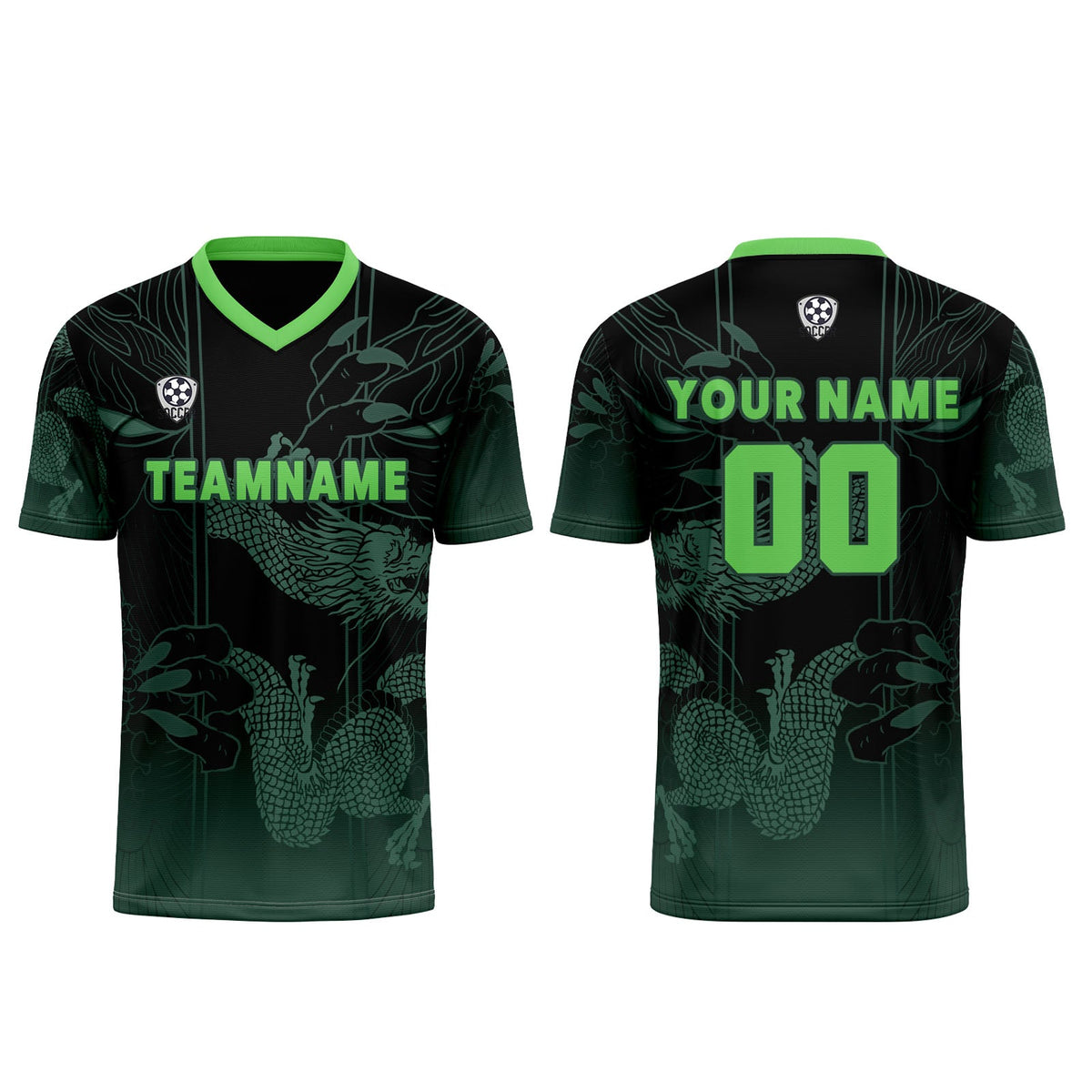 Conjunto personalizado de camiseta de uniforme verde claro azul para niños y adultos