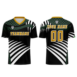Conjunto personalizado de camiseta de uniforme verde y amarillo para niños y adultos